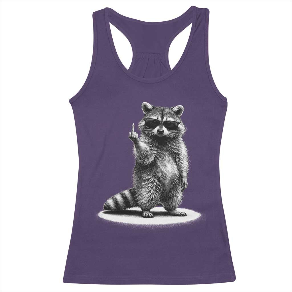 Raccoon Meme Racerback Tank Top Middle Finger Trash Panda Sarcastic Humor TS10 Purple Print Your Wear