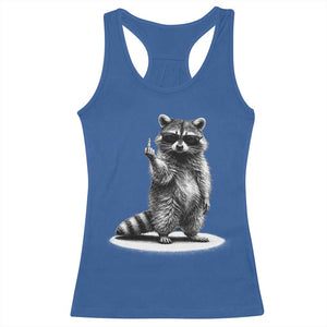 Raccoon Meme Racerback Tank Top Middle Finger Trash Panda Sarcastic Humor TS10 Royal Blue Print Your Wear
