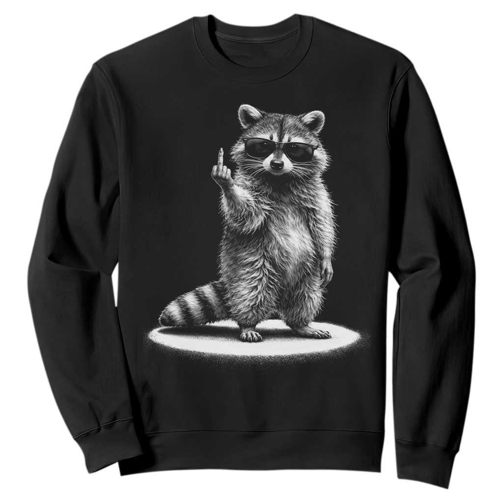 Raccoon Meme Sweatshirt Middle Finger Trash Panda Sarcastic Humor TS10 Black Print Your Wear