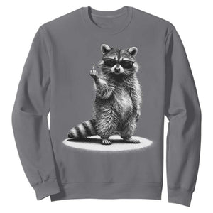 Raccoon Meme Sweatshirt Middle Finger Trash Panda Sarcastic Humor TS10 Charcoal Print Your Wear