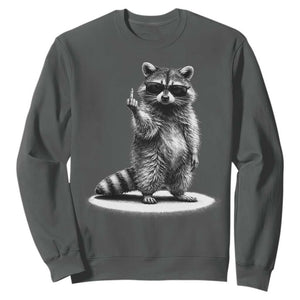 Raccoon Meme Sweatshirt Middle Finger Trash Panda Sarcastic Humor TS10 Dark Heather Print Your Wear