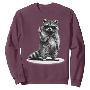 Raccoon Meme Sweatshirt Middle Finger Trash Panda Sarcastic Humor TS10 Maroon Print Your Wear