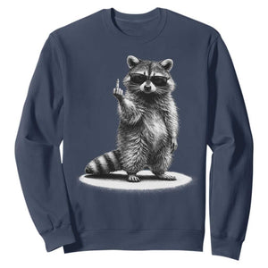 Raccoon Meme Sweatshirt Middle Finger Trash Panda Sarcastic Humor TS10 Navy Print Your Wear