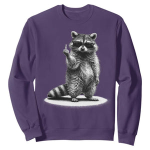 Raccoon Meme Sweatshirt Middle Finger Trash Panda Sarcastic Humor TS10 Purple Print Your Wear