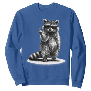 Raccoon Meme Sweatshirt Middle Finger Trash Panda Sarcastic Humor TS10 Royal Blue Print Your Wear