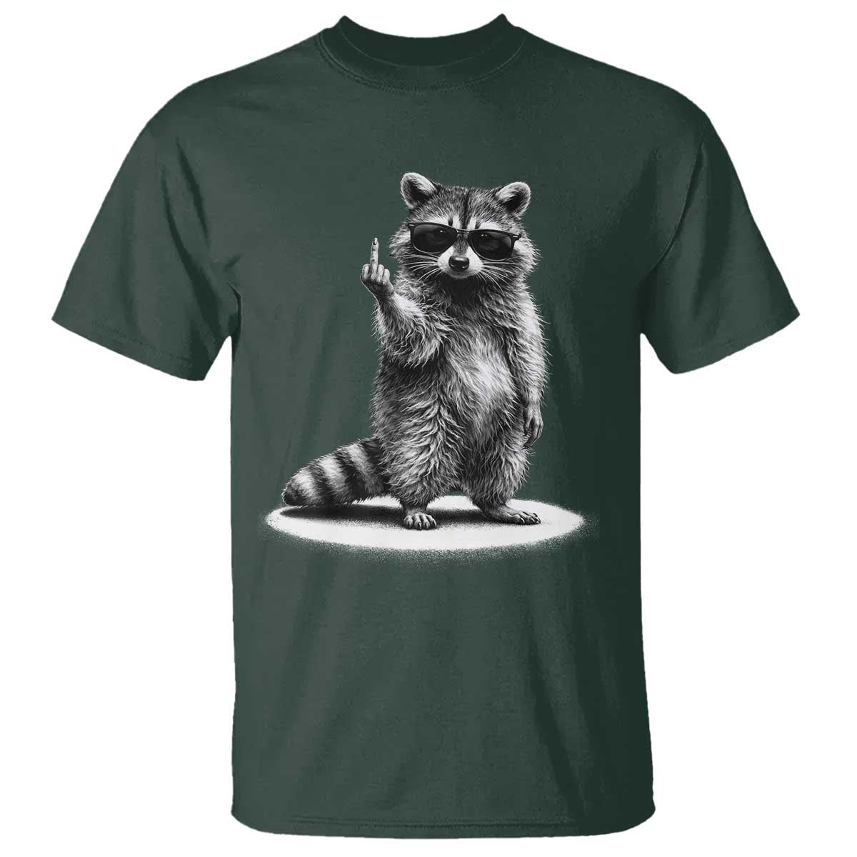 Raccoon Meme T Shirt Middle Finger Trash Panda Sarcastic Humor TS10 Dark Forest Green Print Your Wear