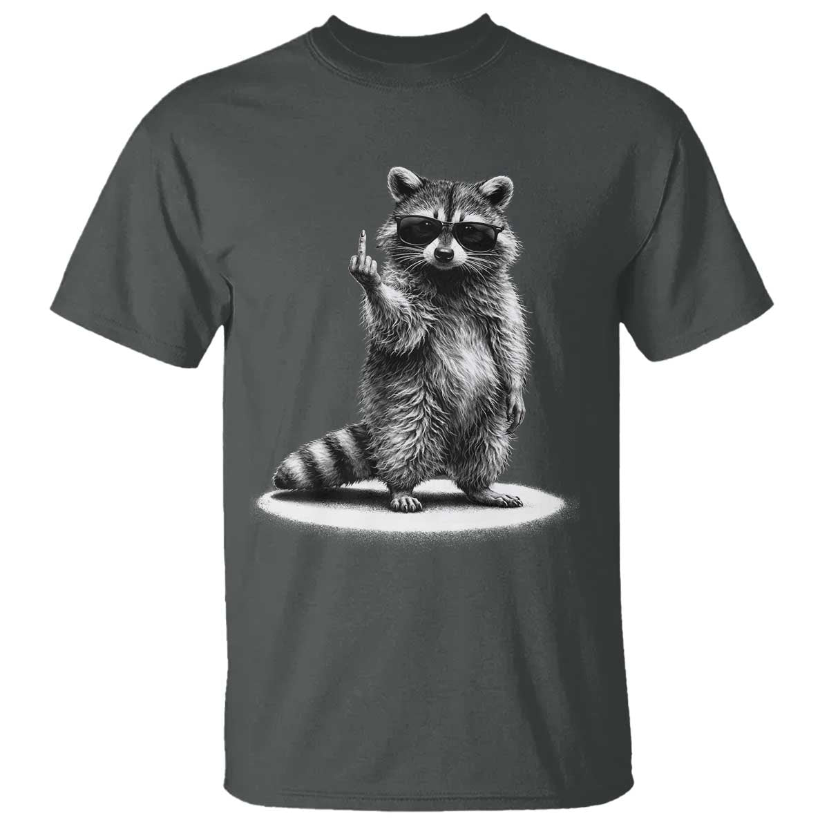 Raccoon Meme T Shirt Middle Finger Trash Panda Sarcastic Humor TS10 Dark Heather Print Your Wear