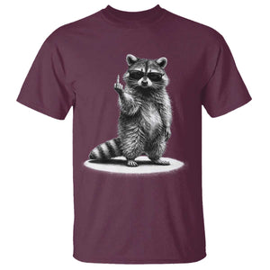 Raccoon Meme T Shirt Middle Finger Trash Panda Sarcastic Humor TS10 Maroon Print Your Wear