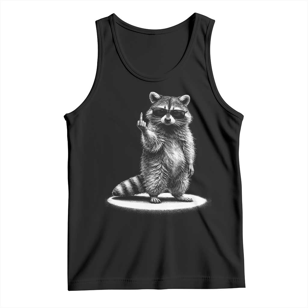 Raccoon Meme Tank Top Middle Finger Trash Panda Sarcastic Humor TS10 Black Print Your Wear