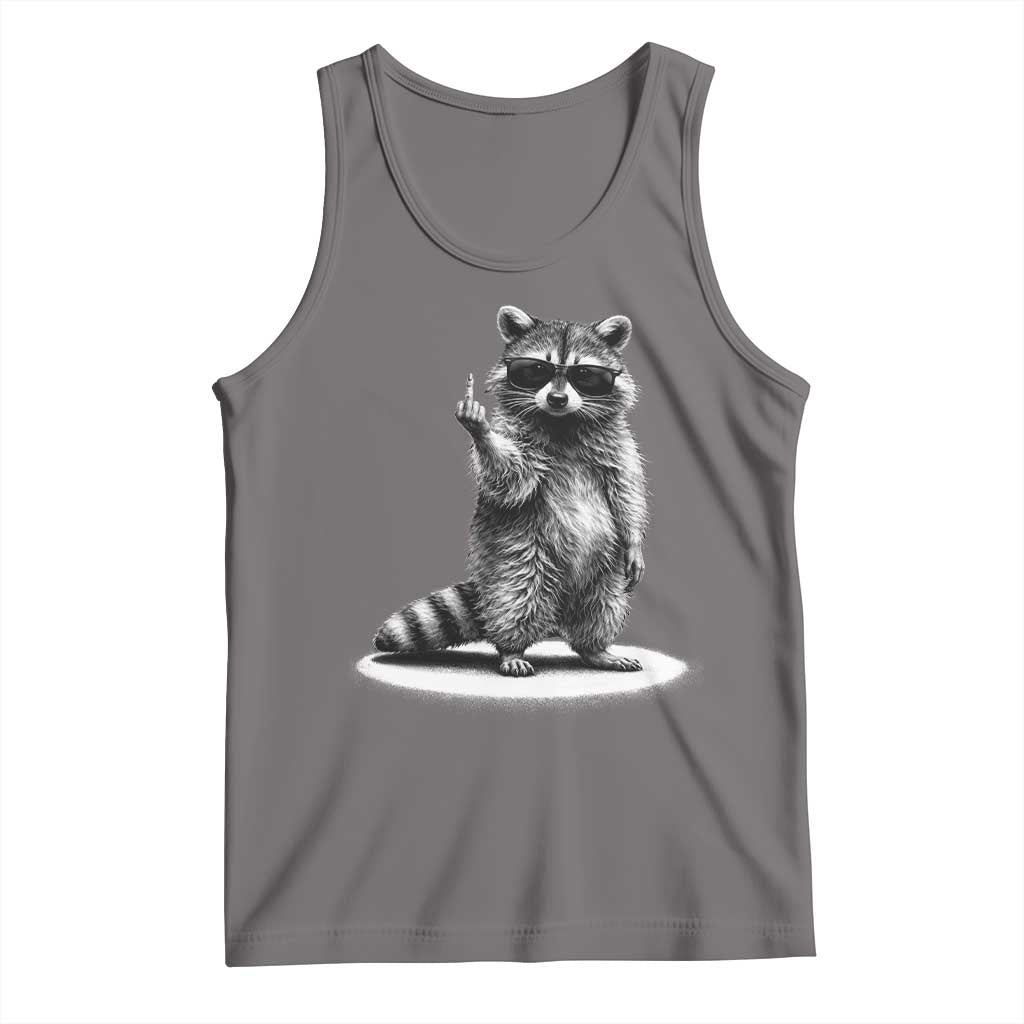 Raccoon Meme Tank Top Middle Finger Trash Panda Sarcastic Humor TS10 Deep Heather Print Your Wear