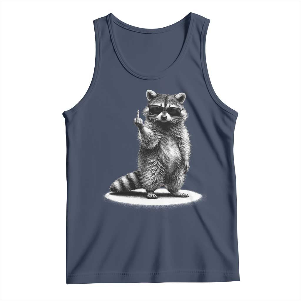 Raccoon Meme Tank Top Middle Finger Trash Panda Sarcastic Humor TS10 Navy Print Your Wear