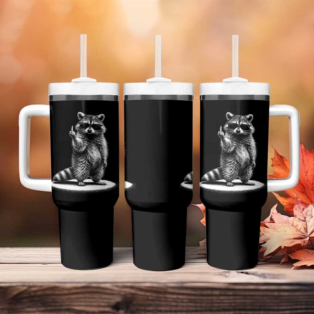 Raccoon Meme Tumbler With Handle Middle Finger Trash Panda Sarcastic Humor TS10 Print Your Wear