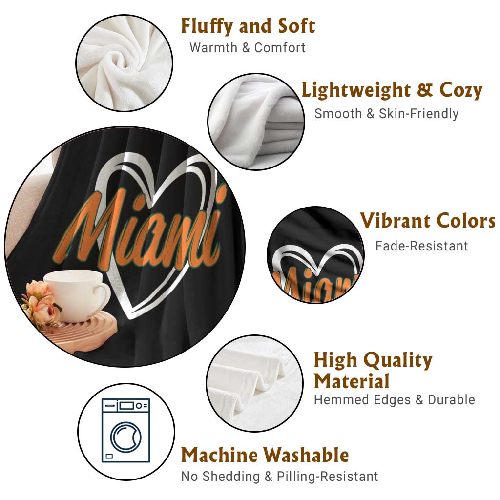 Vintage Miami Throw Blanket Classic Retro City Heart TS10 Print Your Wear