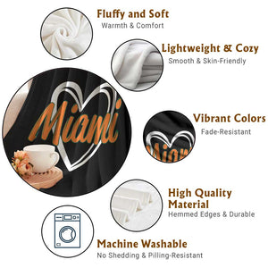 Vintage Miami Throw Blanket Classic Retro City Heart TS10 Print Your Wear