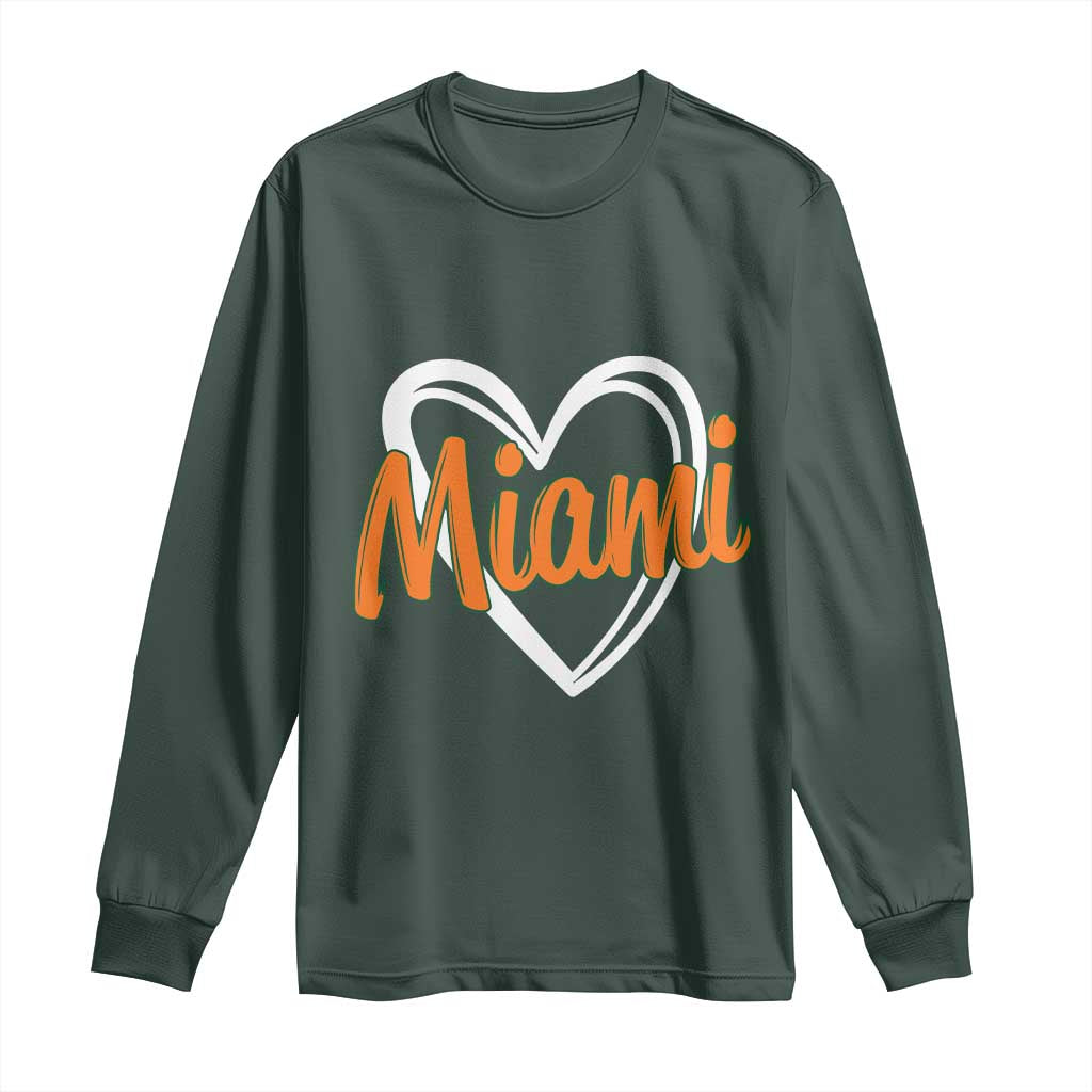 Vintage Miami Long Sleeve Shirt Classic Retro City Heart TS10 Dark Forest Green Print Your Wear