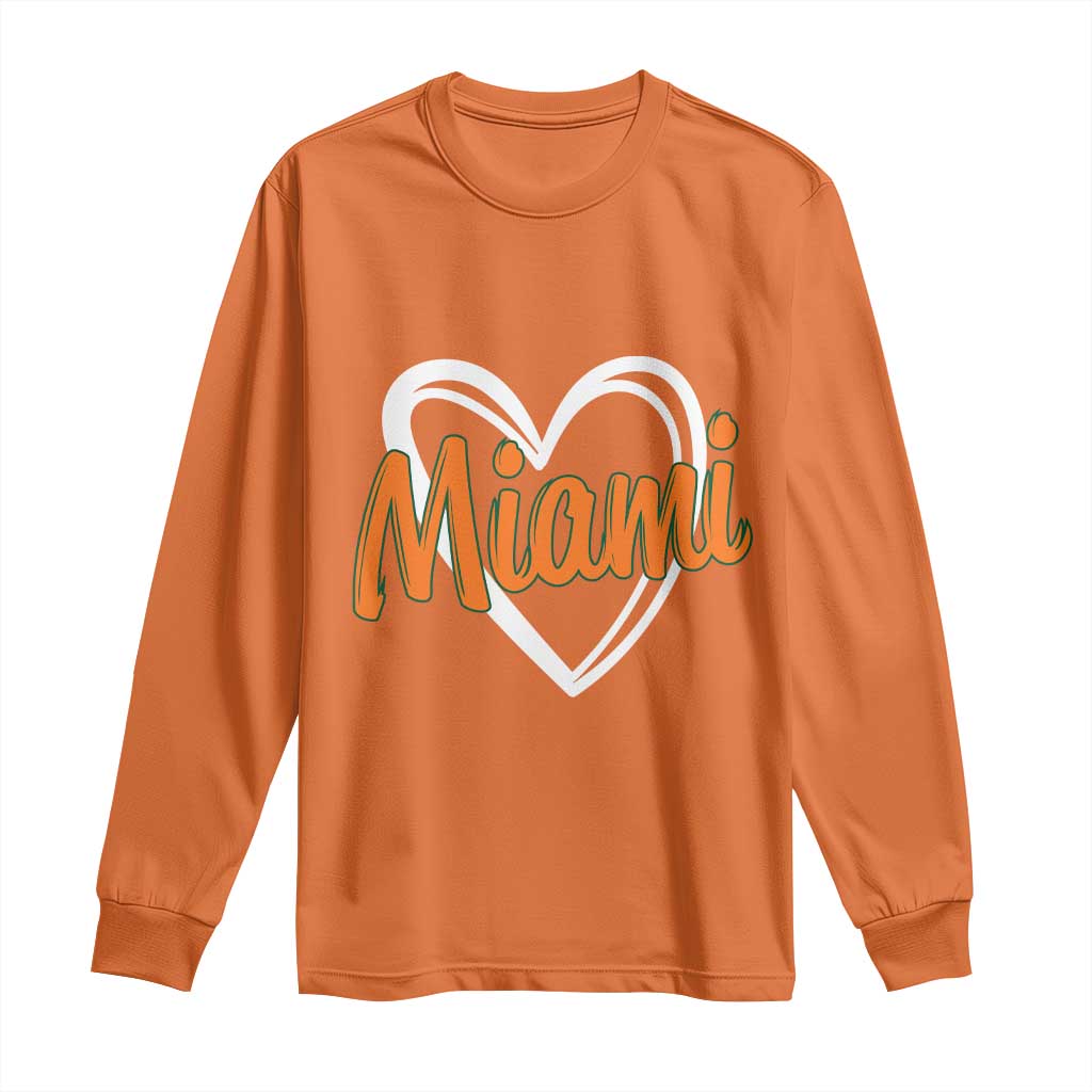 Vintage Miami Long Sleeve Shirt Classic Retro City Heart TS10 Orange Print Your Wear