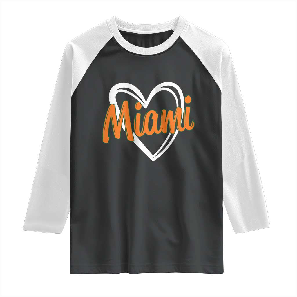 Vintage Miami Raglan Shirt Classic Retro City Heart TS10 Black White Print Your Wear
