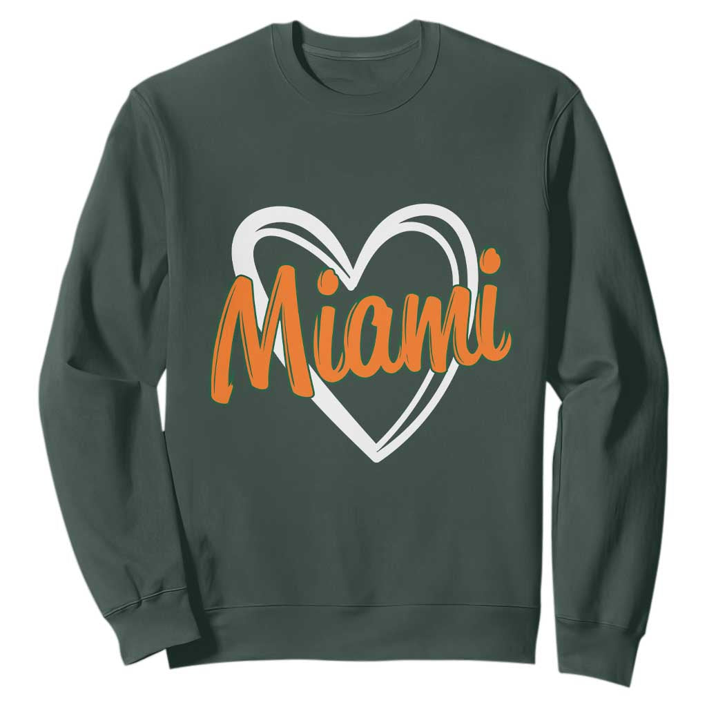 Vintage Miami Sweatshirt Classic Retro City Heart TS10 Dark Forest Green Print Your Wear