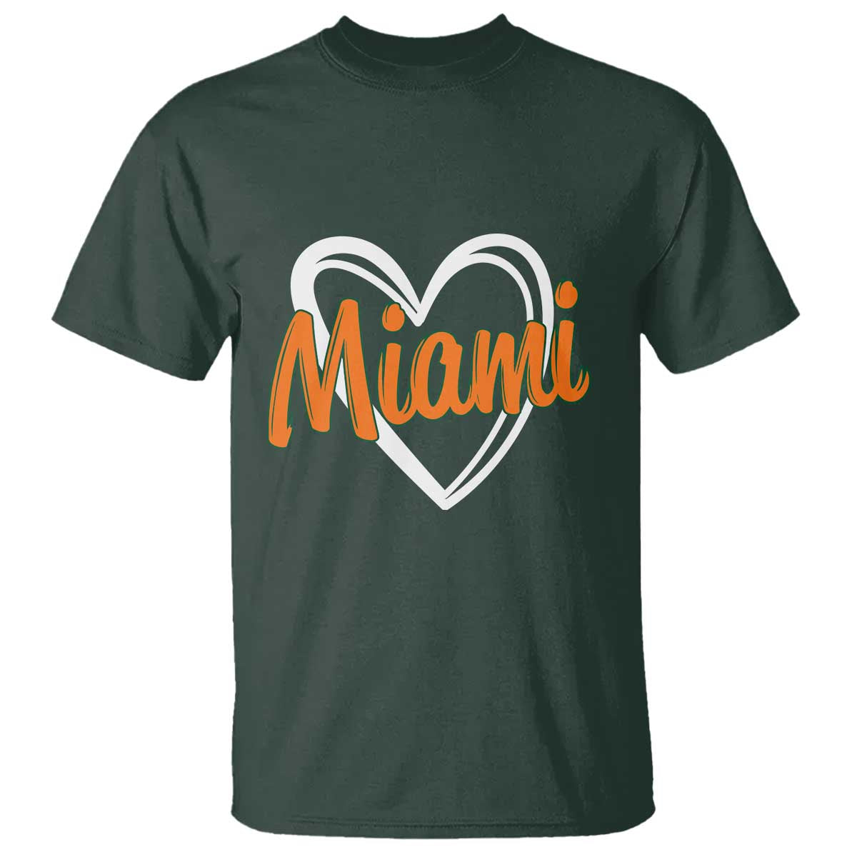 Vintage Miami T Shirt Classic Retro City Heart TS10 Dark Forest Green Print Your Wear