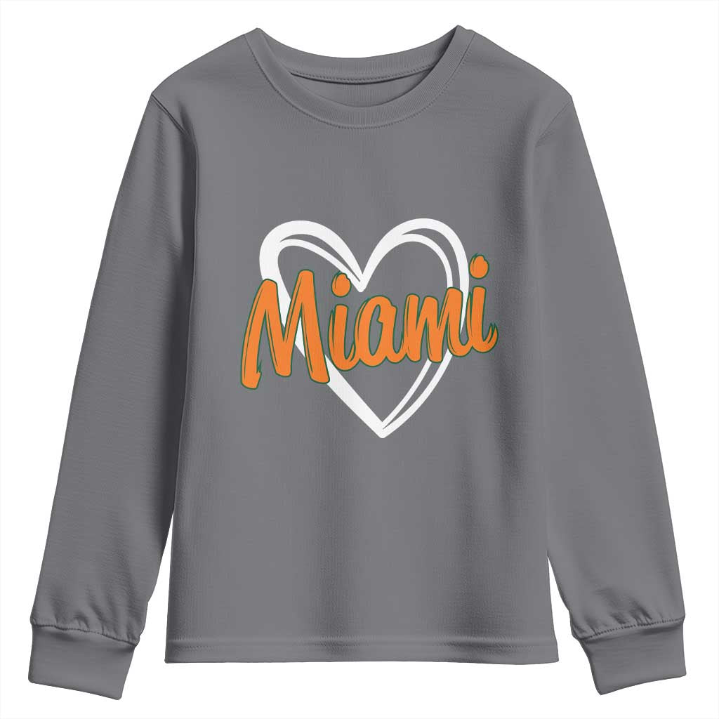 Vintage Miami Youth Sweatshirt Classic Retro City Heart TS10 Charcoal Print Your Wear