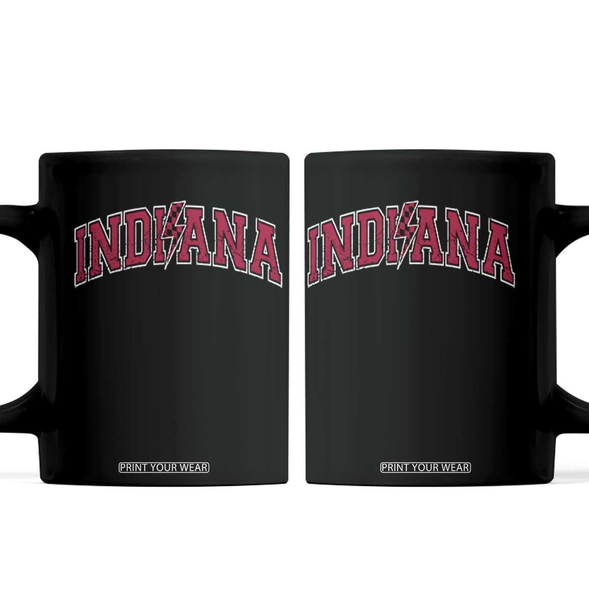 Indiana Coffee Mug Vintage Retro Varsity City Lightning Bolt Checkered TS10 Black Print Your Wear