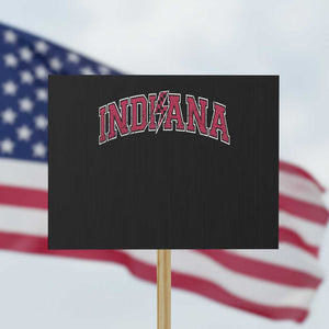 Indiana Protest Sign Vintage Retro Varsity City Lightning Bolt Checkered TS10 Horizontal 18" × 24" Black Print Your Wear