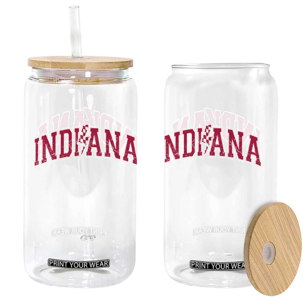 Indiana Glass Can Vintage Retro Varsity City Lightning Bolt Checkered TS10 Print Your Wear