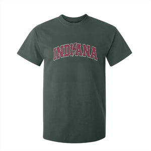Indiana T Shirt For Kid Vintage Retro Varsity City Lightning Bolt Checkered TS10 Dark Forest Green Print Your Wear