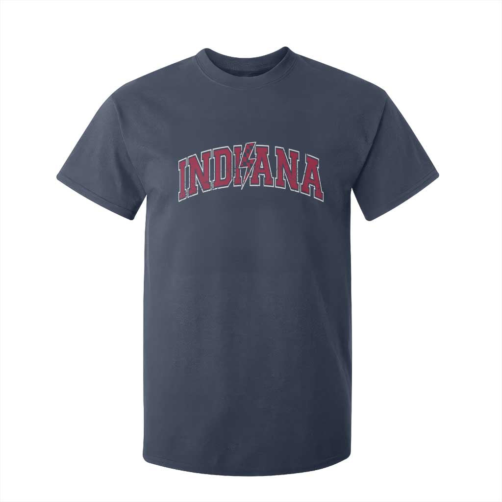 Indiana T Shirt For Kid Vintage Retro Varsity City Lightning Bolt Checkered TS10 Navy Print Your Wear