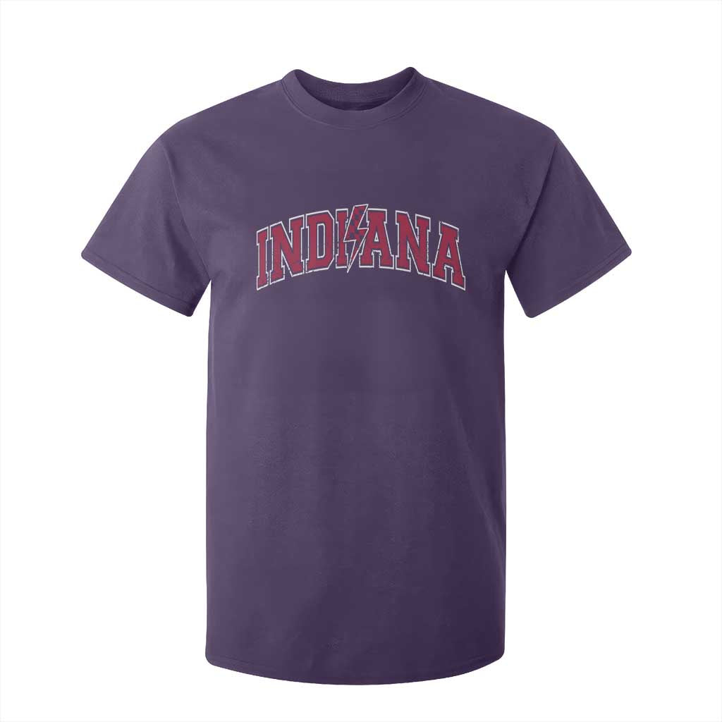 Indiana T Shirt For Kid Vintage Retro Varsity City Lightning Bolt Checkered TS10 Purple Print Your Wear