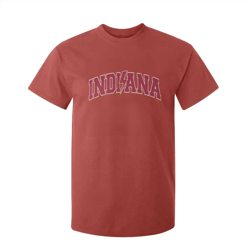 Indiana T Shirt For Kid Vintage Retro Varsity City Lightning Bolt Checkered TS10 Red Print Your Wear
