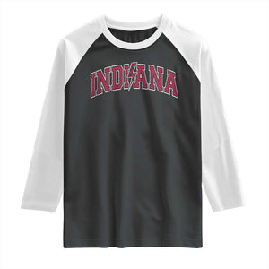 Indiana Raglan Shirt Vintage Retro Varsity City Lightning Bolt Checkered TS10 Black White Print Your Wear
