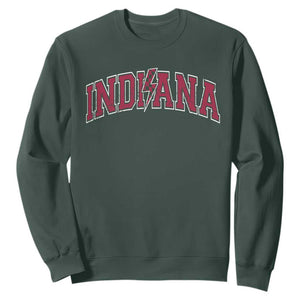 Indiana Sweatshirt Vintage Retro Varsity City Lightning Bolt Checkered TS10 Dark Forest Green Print Your Wear