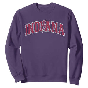 Indiana Sweatshirt Vintage Retro Varsity City Lightning Bolt Checkered TS10 Purple Print Your Wear
