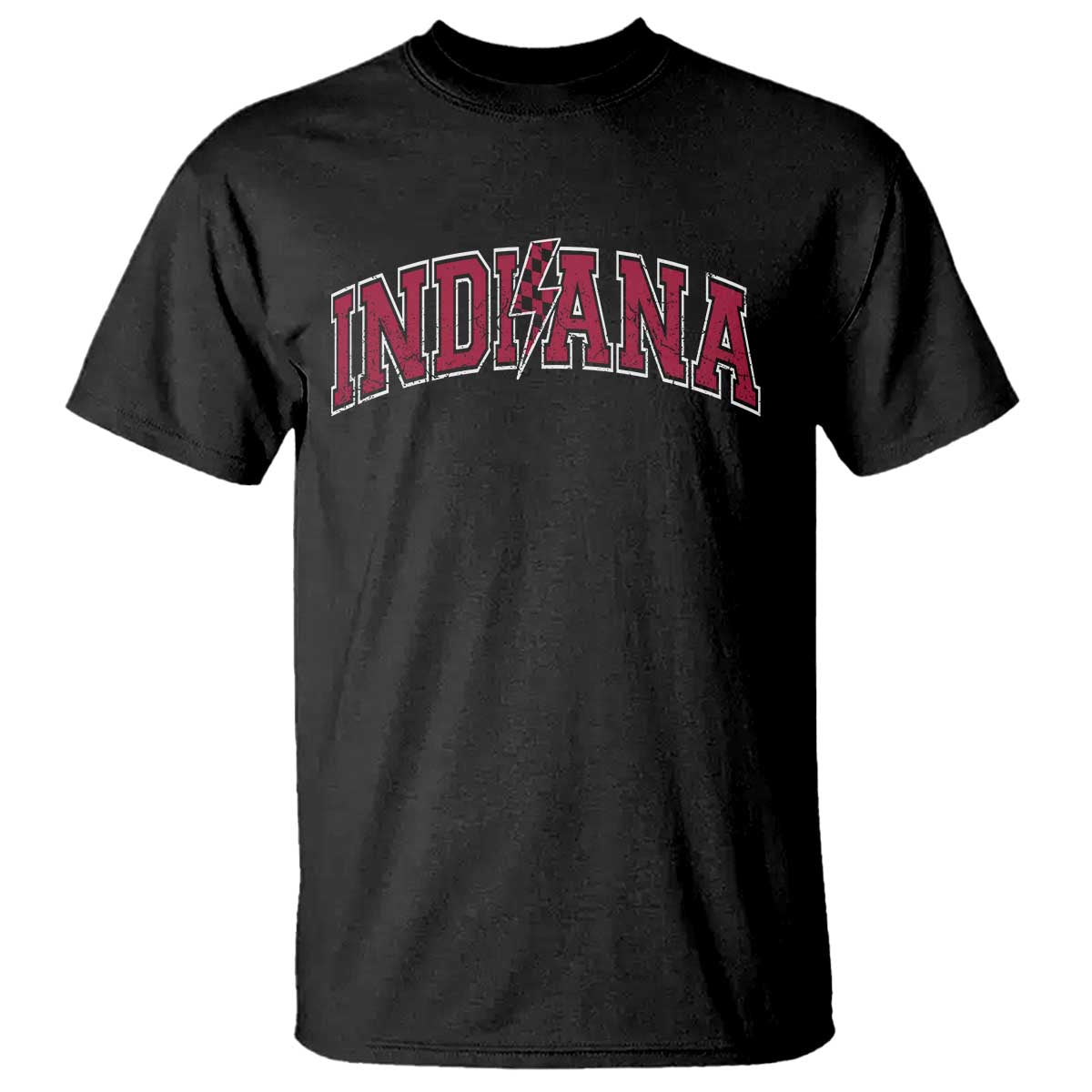 Indiana T Shirt Vintage Retro Varsity City Lightning Bolt Checkered TS10 Black Print Your Wear