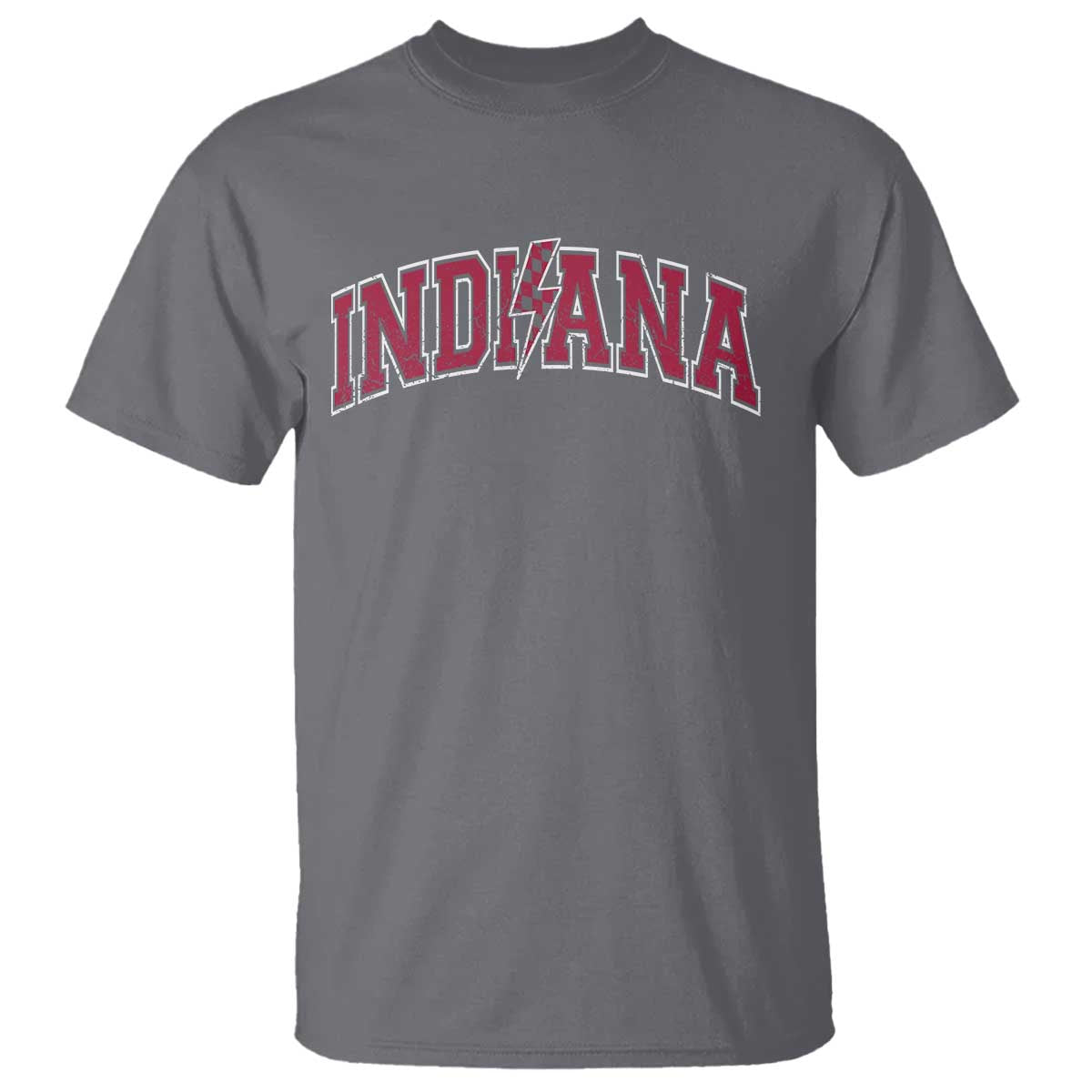 Indiana T Shirt Vintage Retro Varsity City Lightning Bolt Checkered TS10 Charcoal Print Your Wear