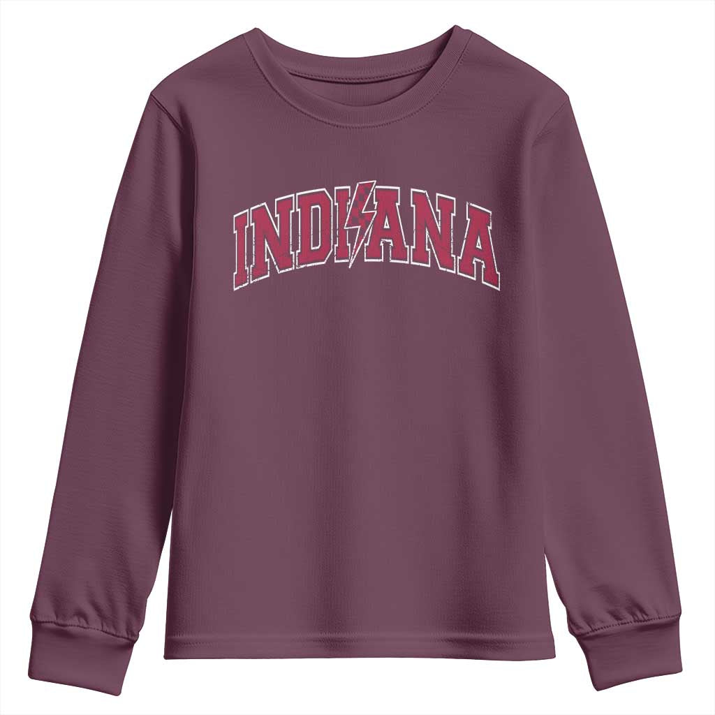 Indiana Youth Sweatshirt Vintage Retro Varsity City Lightning Bolt Checkered TS10 Maroon Print Your Wear