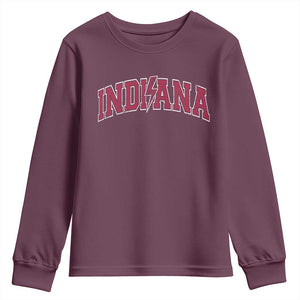 Indiana Youth Sweatshirt Vintage Retro Varsity City Lightning Bolt Checkered TS10 Maroon Print Your Wear
