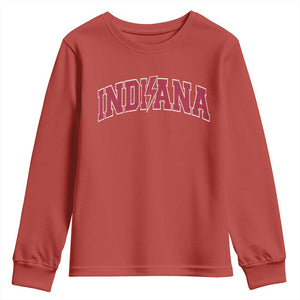 Indiana Youth Sweatshirt Vintage Retro Varsity City Lightning Bolt Checkered TS10 Red Print Your Wear