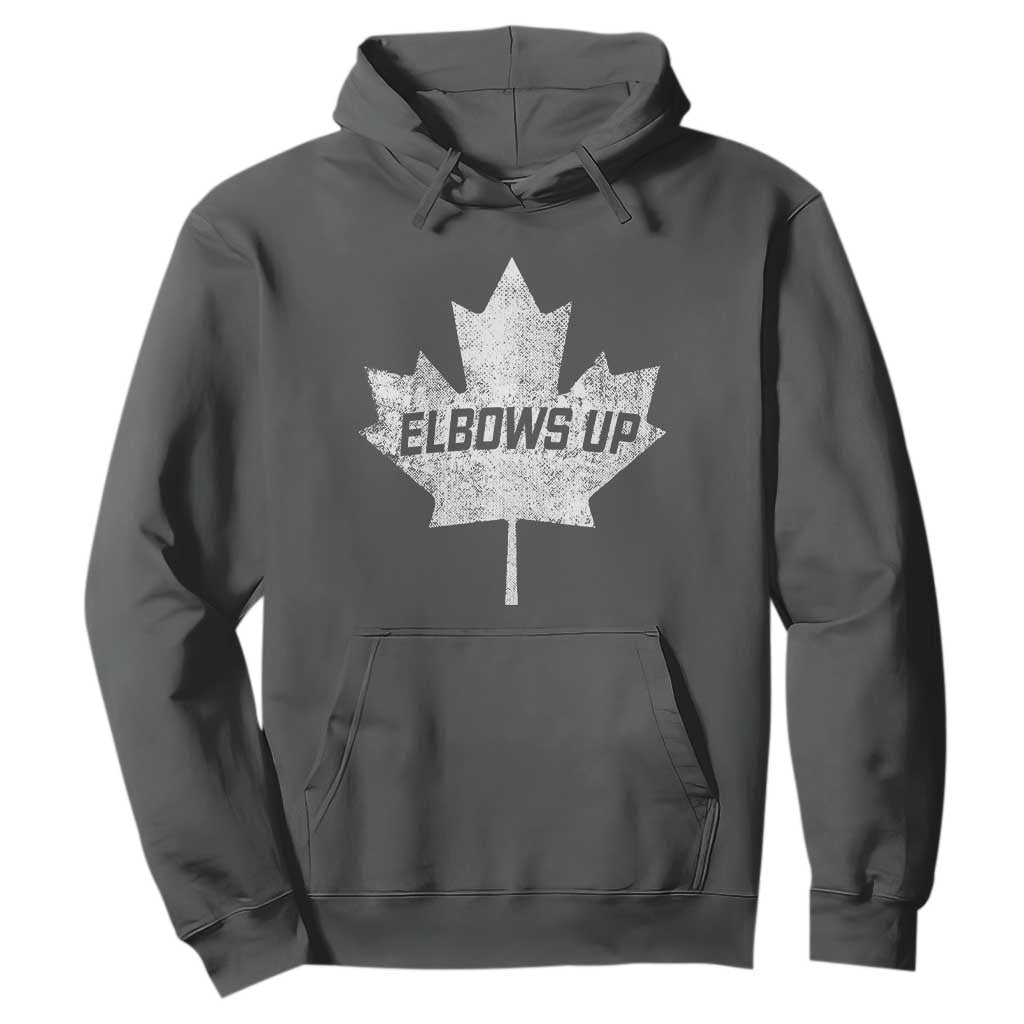 Elbows Up Canada Hoodie True North Strong and Free Maple Leaf Proud Canadian TS10 Dark Heather Print Your Wear