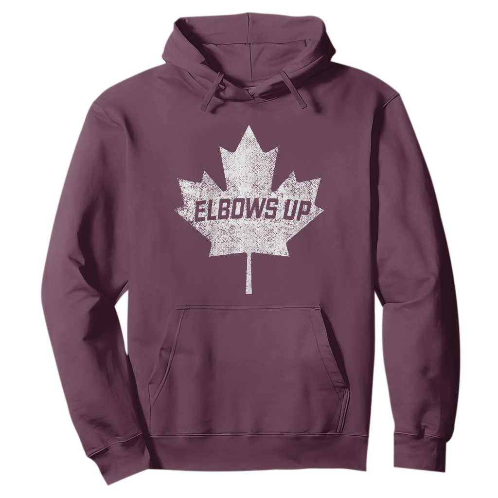 Elbows Up Canada Hoodie True North Strong and Free Maple Leaf Proud Canadian TS10 Maroon Print Your Wear