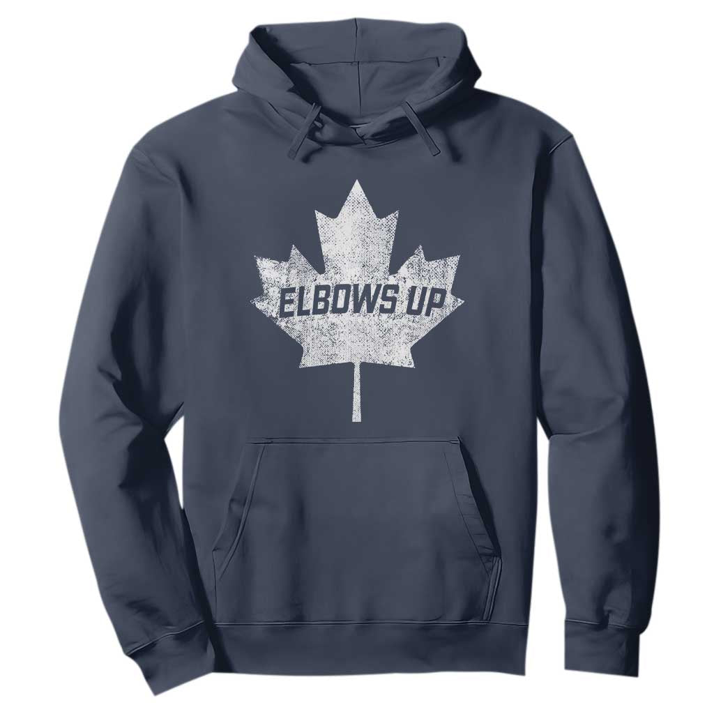 Elbows Up Canada Hoodie True North Strong and Free Maple Leaf Proud Canadian TS10 Navy Print Your Wear