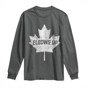 Elbows Up Canada Long Sleeve Shirt True North Strong and Free Maple Leaf Proud Canadian TS10 Dark Heather Print Your Wear