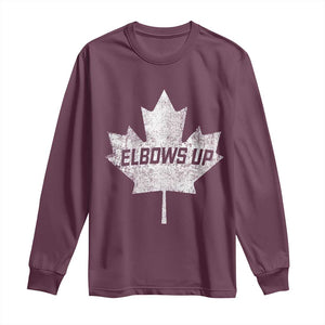 Elbows Up Canada Long Sleeve Shirt True North Strong and Free Maple Leaf Proud Canadian TS10 Maroon Print Your Wear