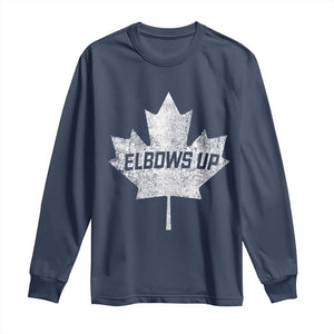 Elbows Up Canada Long Sleeve Shirt True North Strong and Free Maple Leaf Proud Canadian TS10 Navy Print Your Wear