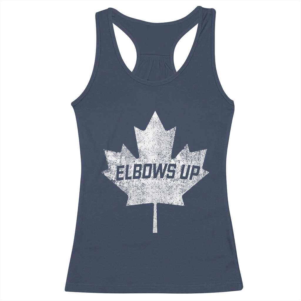 Elbows Up Canada Racerback Tank Top True North Strong and Free Maple Leaf Proud Canadian TS10 Navy Print Your Wear