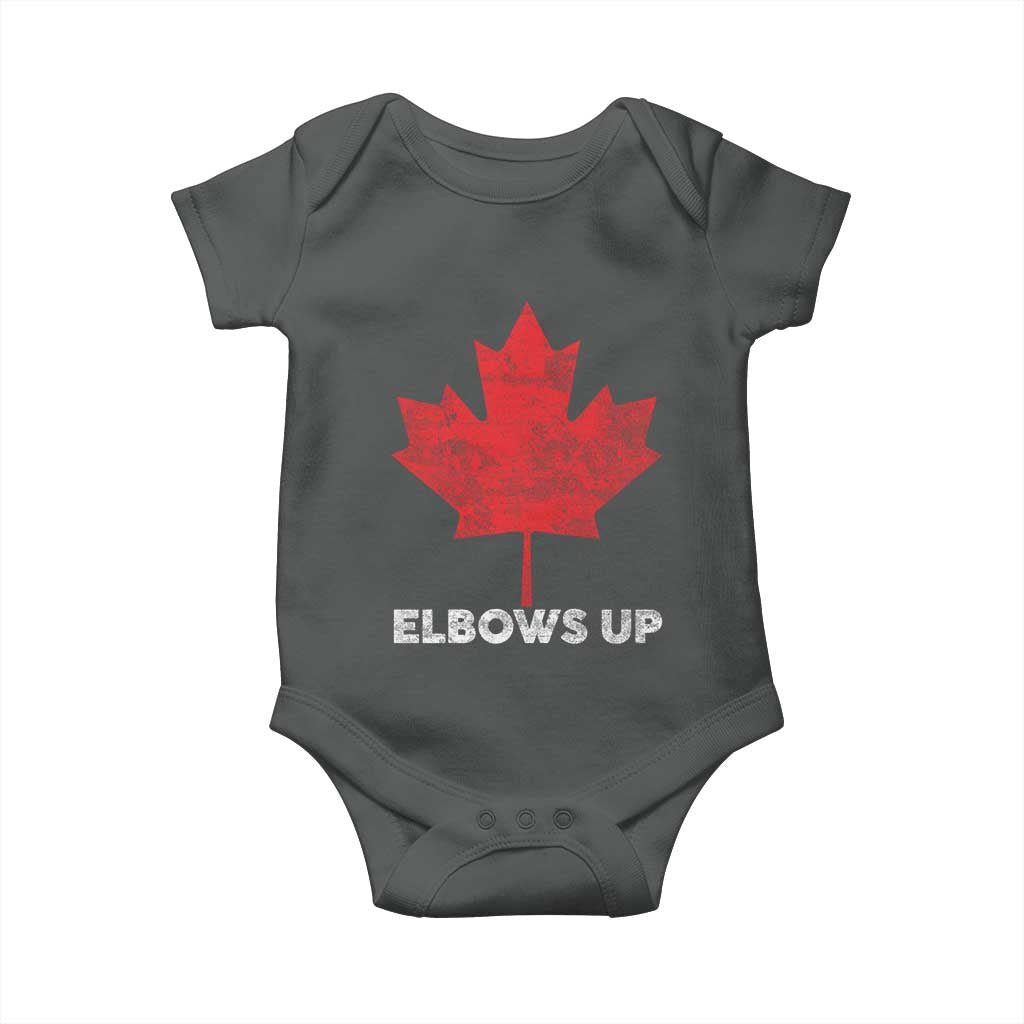 Elbows Up Canada Strong Baby Onesie Maple Leaf Proud Canadian TS10 Dark Heather Print Your Wear