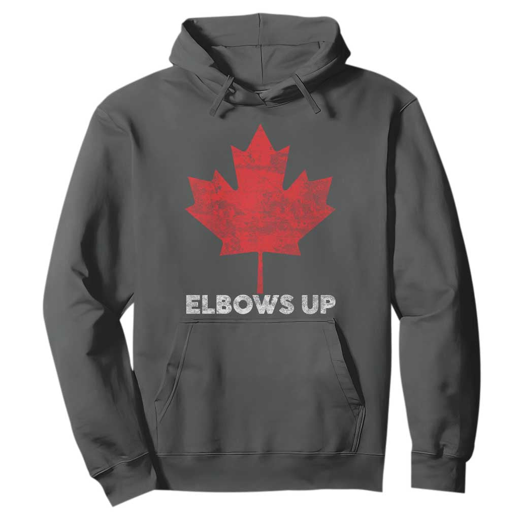 Elbows Up Canada Strong Hoodie Maple Leaf Proud Canadian TS10 Dark Heather Print Your Wear