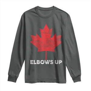 Elbows Up Canada Strong Long Sleeve Shirt Maple Leaf Proud Canadian TS10 Dark Heather Print Your Wear