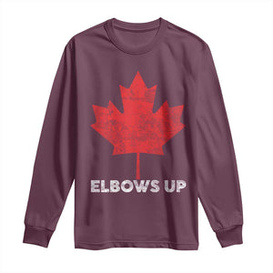 Elbows Up Canada Strong Long Sleeve Shirt Maple Leaf Proud Canadian TS10 Maroon Print Your Wear